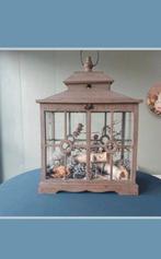 Kerst deco.Grote lantaarn rechthoek hout/ glas decoratie, Huis en Inrichting, Ophalen, Bruin, Zo goed als nieuw, Kandelaar