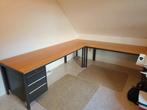 Mooie zwarte metalen bureau met beuken tablet, Ophalen, Gebruikt, Bureau