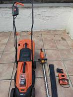 Grasmachine + haagschaar (oplaadbaar), Tuin en Terras, Ophalen, Cirkelmaaier, Accu-grasmaaier, Zo goed als nieuw