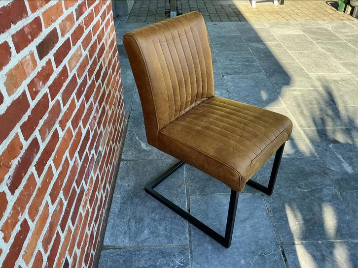 Indusriële sidechairs 8x, Huis en Inrichting, Stoelen, Zo goed als nieuw, Vijf, Zes of meer stoelen, Stof, Bruin, Ophalen