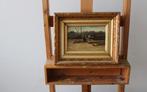 Oud olieverf paneel schilderij en gesigneerd, Antiek en Kunst, Ophalen of Verzenden