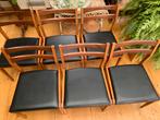 Complete set van 6 Mid Century stoelen vintage., Huis en Inrichting, Stoelen, Ophalen, Gebruikt, Mid century, Bruin