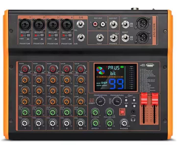 Nieuwe First Class 6 Kanaals PA Mengpaneel met 99 DSP, Muziek en Instrumenten, Mengpanelen, Nieuw, 5 tot 10 kanalen, Microfooningang