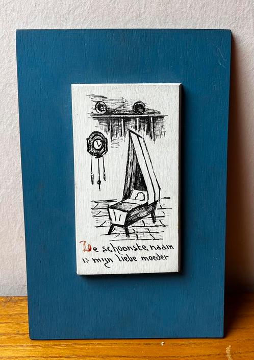 Vintage houten wanddecoratie, Huis en Inrichting, Woonaccessoires | Tekstborden en Spreuken, Gebruikt, Ophalen of Verzenden
