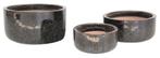 TUINPOTTEN BOWL GEGLAZUURD BROWN 3 DLG SET NIEUW, Tuin en Terras, Ophalen, Steen, Minder dan 30 cm, Rond