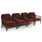 Ensemble de 4 fauteuils vintage en rotin et bambou des année, Maison & Meubles, Comme neuf, Enlèvement ou Envoi