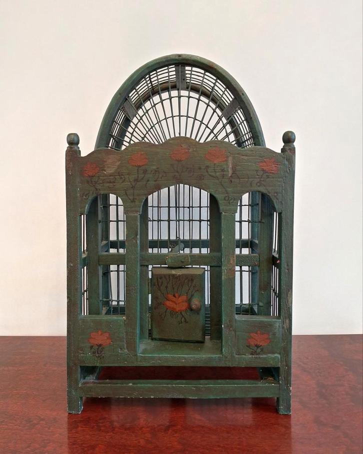 Antieke decoratieve houten vogelkooi, Antiek en Kunst, Antiek | Woonaccessoires, Ophalen of Verzenden