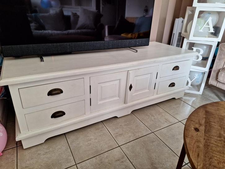 Witte tv kast massief hout, Huis en Inrichting, Kasten | Dressoirs, Zo goed als nieuw, Ophalen of Verzenden