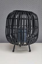 Lanterne/bougeoir rotin noir, Zo goed als nieuw, Zwart, Hout, Kaars