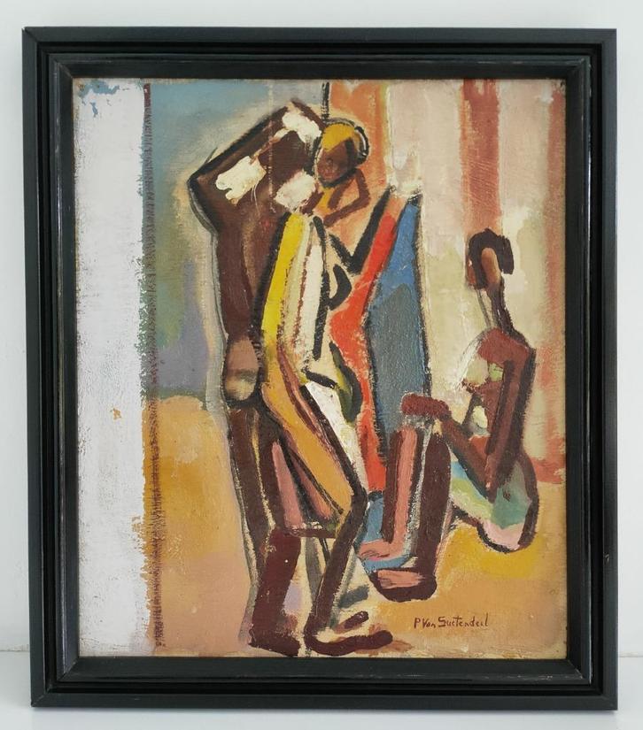 PAUL VAN SUETENDAEL (Belgisch) /Olieverf op paneel, Antiek en Kunst, Kunst | Schilderijen | Abstract, Ophalen