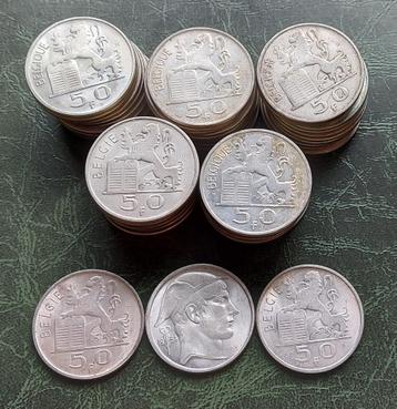 Lot 50 francs zilver, 53 stuks