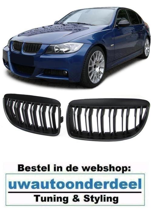 Grill Mat Zwart Dubbele M Spijl Voor Bmw 3 serie E90 E91, Auto diversen, Tuning en Styling, Verzenden