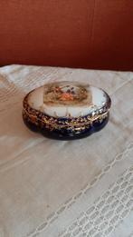 Jolie petite boîte à bijoux en porcelaine bleu cobalt, Ophalen of Verzenden