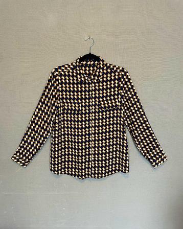 Blauw-wit-cognac geruite blouse (M)  beschikbaar voor biedingen