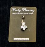 piercing witte steentjes, Handtassen en Accessoires, Piercings, Navelpiercing, Staal, Nieuw, Ophalen of Verzenden