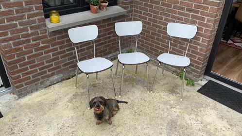 3 vintage formica stoelen, Huis en Inrichting, Stoelen, Gebruikt, Drie, Ophalen