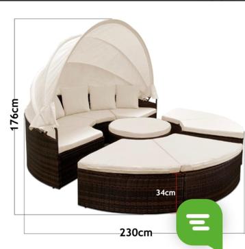 Garden Lounge bed rond met luifel