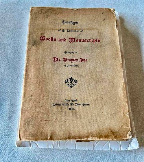 130 jaar oud CATALOGUE BOOKS Mr. Branton Joes new york 1891, Antiek en Kunst, Antiek | Boeken en Manuscripten, Ophalen of Verzenden