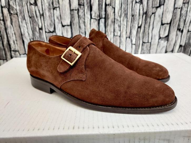 Finsbury Suede bruine single monk herenschoenen - Maat 41, Kleding | Heren, Schoenen, Zo goed als nieuw, Gespschoenen, Bruin, Ophalen of Verzenden