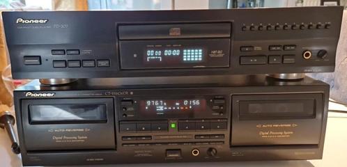 Set Pioneer CT-W606DR (dubbel cassette) + PD-207 CD speler, Audio, Tv en Foto, Cassettedecks, Dubbel, Overige merken, Auto-reverse