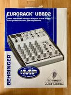 Behringer Eurorack UB802 met microfoon Shure PG57, 5 tot 10 kanalen, Ophalen of Verzenden, Microfooningang, Zo goed als nieuw