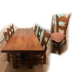 Eetkamer, eiken tafel 6 stoelen, Huis en Inrichting, Ophalen, Zo goed als nieuw, Rustiek, 4 tot 6 stoelen