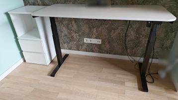Zit-sta bureau - LINAK DF2 met blad 140x60cm, met bureaukast beschikbaar voor biedingen