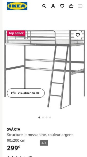 Mezzanine SVERA ikéa + bureau SVERTA worktop (neuf 400e) beschikbaar voor biedingen
