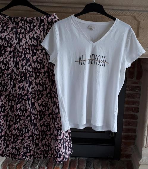 Bel&Bo - rok - zwart print - maat 36 + tshirt wit maat XL, Kleding | Dames, Rokken, Zo goed als nieuw, Maat 36 (S), Zwart, Onder de knie