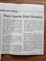 Plan voor herbegrafenis Jimi Hendrix (krant 1999), Verzamelen, Knipsel(s), Verzenden