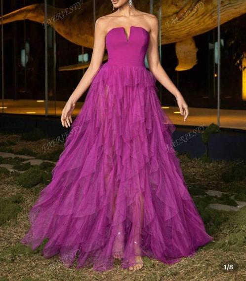 ROBE DE SOIREE mauve, Kleding | Dames, Jurken, Nieuw, Maat 36 (S), Overige kleuren, Onder de knie, Ophalen