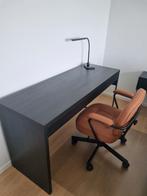 Bureauset – strak zwart bureau + lederen stoel + accessoires, Huis en Inrichting, Bureaus, Ophalen, Nieuw, Bureau