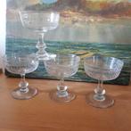4 antieke champagneglazen, coupe, Antiek en Kunst, Antiek | Glaswerk en Kristal, Ophalen of Verzenden