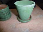 5 beaux pots avec bols en terre cuite, Comme neuf, Intérieur, Terracotta, Rond