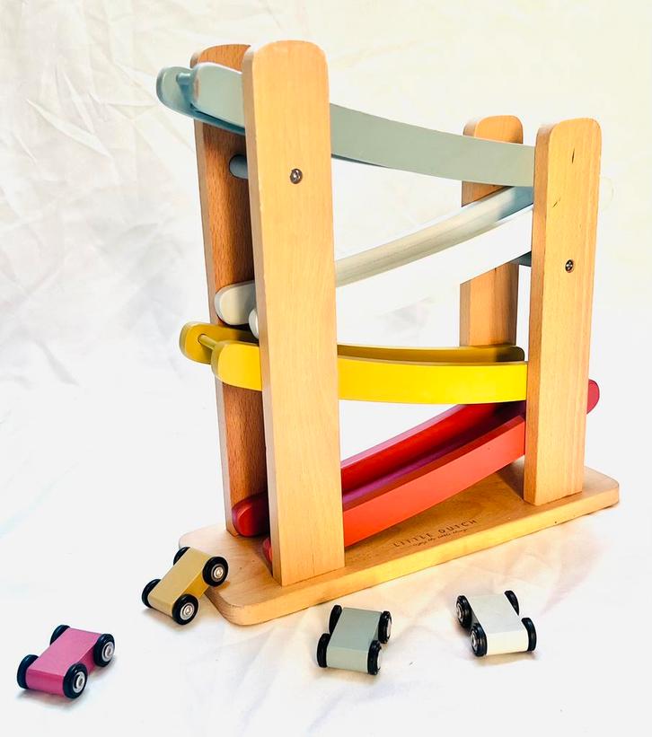 Little Dutch houten autobaan met 4 autootjes, Kinderen en Baby's, Speelgoed | Houten speelgoed, Gebruikt, Ophalen of Verzenden