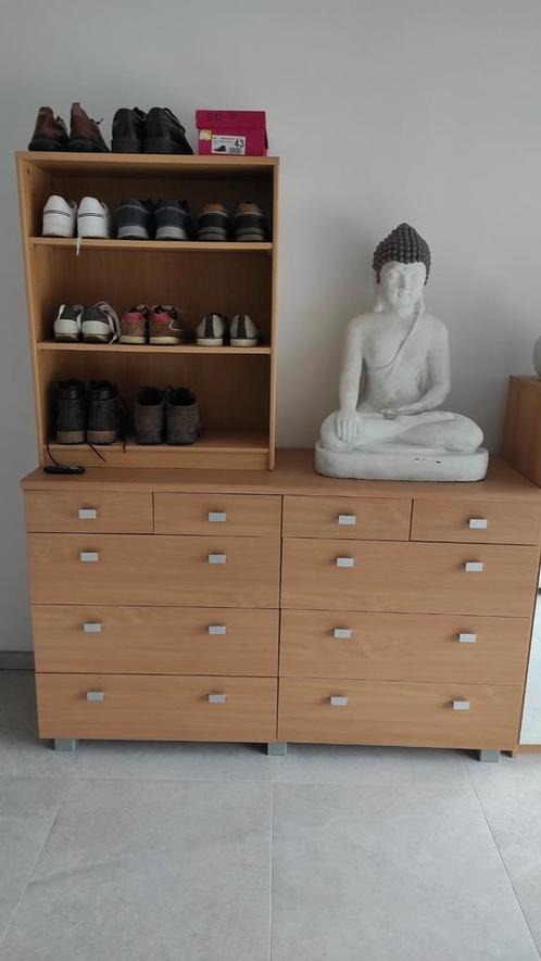 Beukenkleurige meubelserie., Huis en Inrichting, Kasten | Kleerkasten, Gebruikt, Met lade(s), Met deur(en), Ophalen