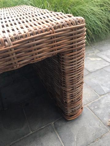 Rotan duo bank met teak onderstel 1m10