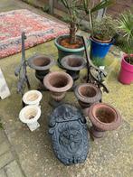 Lot de pots de fleurs en fonte, banc de jardin,, Antiquités & Art, Enlèvement