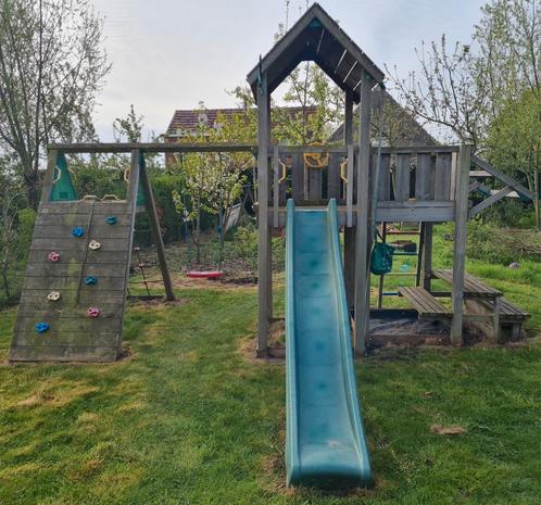 Speeltoestel met schommel, glijbaan en klimmodule, Kinderen en Baby's, Speelgoed | Buiten | Speeltoestellen, Gebruikt, Glijbaan