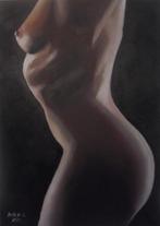 peinture à l'huile torse de fille nue 1 (50x70), Antiquités & Art, Enlèvement ou Envoi