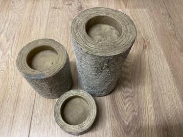 Theelichthouders kunststof boomstammen (3 stuks) beschikbaar voor biedingen