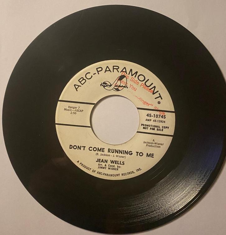 Jean Wells Don't Come Running To Me Label ABC Paramount, CD & DVD, Vinyles | R&B & Soul, Utilisé, Soul, Nu Soul ou Neo Soul, 1960 à 1980