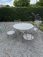 Smeedijzeren tuinset met 4 stoelen, Ophalen, Gebruikt, Eettafel, Tuinset