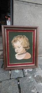 Oud houten frame met wandtapijt, Huis en Inrichting, Ophalen