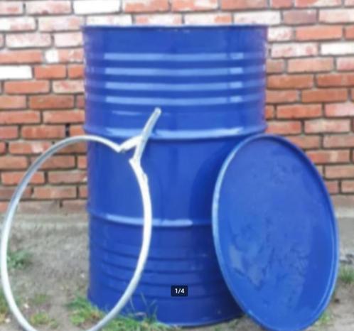 metalen tonnen 200L met deksel en snelsluiting, Doe-het-zelf en Bouw, Metalen, Zo goed als nieuw, IJzer, Ophalen