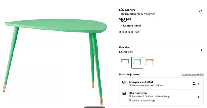 Ikea Lövbacken groen, Huis en Inrichting, Tafels | Bijzettafels, Nieuw, Hout, Ophalen