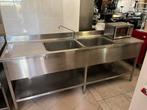 Dubbele spoeltafel m. aansluitingen + kraan  2,40m x 70 x 95, Zakelijke goederen, Horeca | Keukenapparatuur, Ophalen, Gebruikt