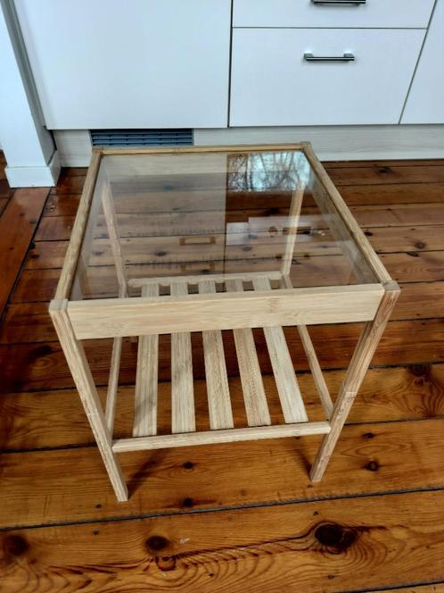 Petite table bois & verre (35x35), Maison & Meubles, Tables | Tables à manger, Comme neuf, Moins de 50 cm, Moins de 50 cm, jusqu'à deux personnes