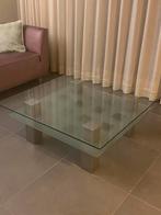 Salontafel in glas, Huis en Inrichting, Tafels | Salontafels, Ophalen, Gebruikt, 50 tot 100 cm, Vierkant