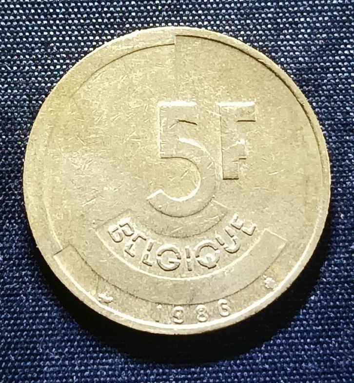 5 frank 1986 FR (variant: E z. streepje) - Boudewijn I, Postzegels en Munten, Munten | België, Losse munt, Verzenden